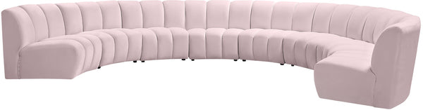 Infinity Velvet / Engineered Wood / Foam Contemporary Pink Velvet 8pc. Modular Sectional - 183" W x 124" D x 33" H