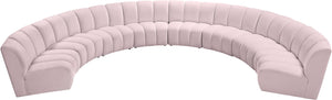 Infinity Velvet / Engineered Wood / Foam Contemporary Pink Velvet 8pc. Modular Sectional - 183" W x 124" D x 33" H