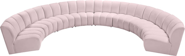 Infinity Velvet / Engineered Wood / Foam Contemporary Pink Velvet 8pc. Modular Sectional - 183" W x 124" D x 33" H