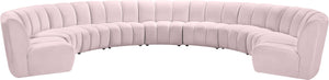 Infinity Velvet / Engineered Wood / Foam Contemporary Pink Velvet 9pc. Modular Sectional - 183" W x 142" D x 33" H