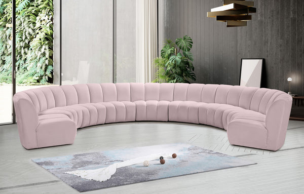 Infinity Velvet / Engineered Wood / Foam Contemporary Pink Velvet 9pc. Modular Sectional - 183" W x 142" D x 33" H