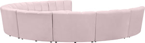 Infinity Velvet / Engineered Wood / Foam Contemporary Pink Velvet 9pc. Modular Sectional - 183" W x 142" D x 33" H
