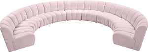 Infinity Velvet / Engineered Wood / Foam Contemporary Pink Velvet 9pc. Modular Sectional - 183" W x 142" D x 33" H