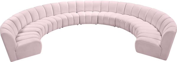 Infinity Velvet / Engineered Wood / Foam Contemporary Pink Velvet 9pc. Modular Sectional - 183" W x 142" D x 33" H