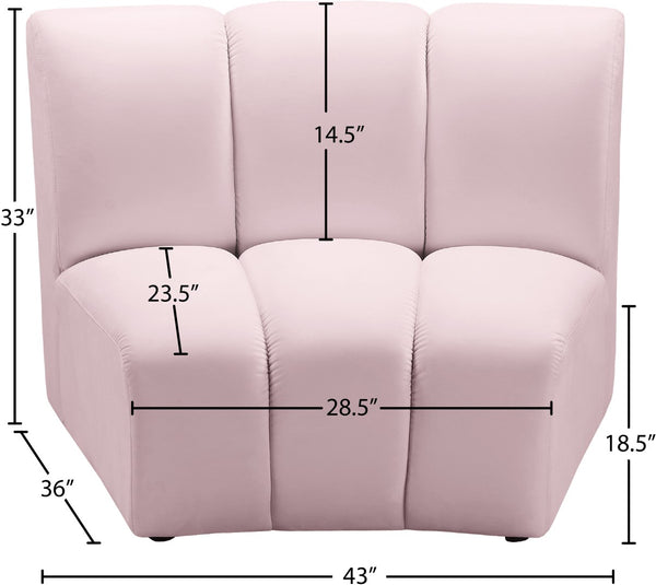 Infinity Velvet / Engineered Wood Contemporary Pink Velvet Modular Chair - 43" W x 36" D x 33" H