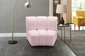Infinity Velvet / Engineered Wood Contemporary Pink Velvet Modular Chair - 43" W x 36" D x 33" H