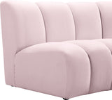 Infinity Velvet / Engineered Wood Contemporary Pink Velvet Modular Chair - 43" W x 36" D x 33" H