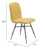 Zuo Modern Var 100% Polyester, Plywood, Steel Modern Commercial Grade Dining Chair Set - Set of 2 Yellow, Black, Gold 100% Polyester, Plywood, Steel