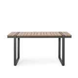 Noble House Cibola Outdoor Aluminum Dining Table, Natural and Gray