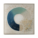 Sagebrook Home Contemporary 52x52 Circle Abstract Canvas, Blue On Silver Frame 70081 Blue Pine