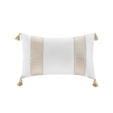 Anslee Cottage/Country 100% Faux Linen Cotton Embroidered Oblong Pillow
