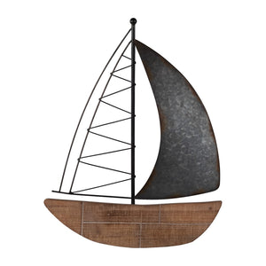 Sagebrook Home Contemporary Metal, 19"h Boat Wall Deco, Brown 17336 Brown Iron