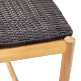 Cambria Outdoor 3 Seater Wicker Bench, Teak and Brown Noble House