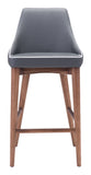 Zuo Modern Moor 100% Polyurethane, Plywood, Birch Wood Mid Century Commercial Grade Counter Stool Dark Gray, Brown 100% Polyurethane, Plywood, Birch Wood