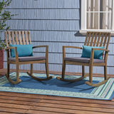 Colmena Outdoor Acacia Wood Rocking Chair with Cushions, Gray and Dark Gray Noble House
