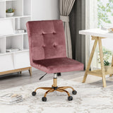 Centennial Glam Tufted Home Office Chair with Swivel Base, Blush and Rose Gold Finish Noble House