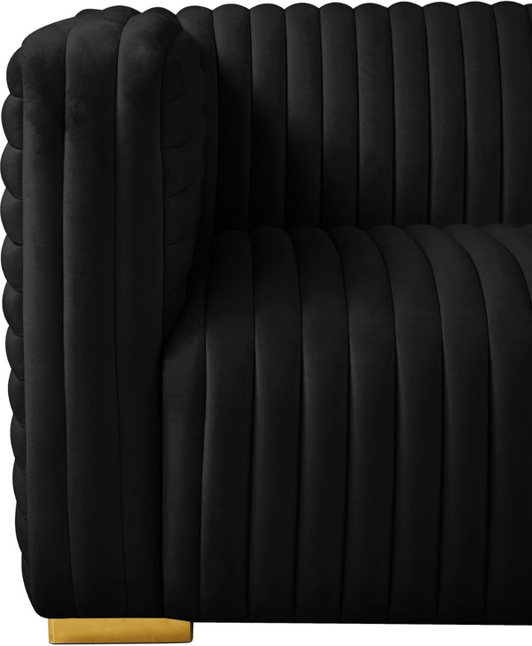 Ravish Velvet / Engineered Wood / Metal / Foam Contemporary Black Velvet Chair - 43" W x 35" D x 31.5" H