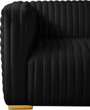 Ravish Velvet / Engineered Wood / Metal / Foam Contemporary Black Velvet Chair - 43" W x 35" D x 31.5" H