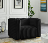 Ravish Velvet / Engineered Wood / Metal / Foam Contemporary Black Velvet Chair - 43" W x 35" D x 31.5" H