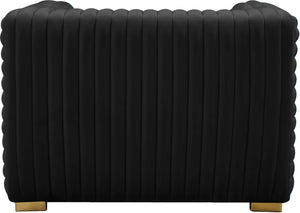 Ravish Velvet / Engineered Wood / Metal / Foam Contemporary Black Velvet Chair - 43" W x 35" D x 31.5" H