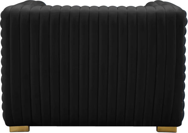 Ravish Velvet / Engineered Wood / Metal / Foam Contemporary Black Velvet Chair - 43" W x 35" D x 31.5" H