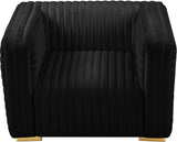 Ravish Velvet / Engineered Wood / Metal / Foam Contemporary Black Velvet Chair - 43" W x 35" D x 31.5" H