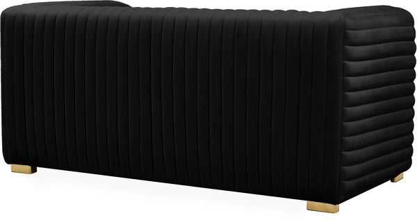Ravish Velvet / Engineered Wood / Metal / Foam Contemporary Black Velvet Loveseat - 65" W x 35" D x 31.5" H