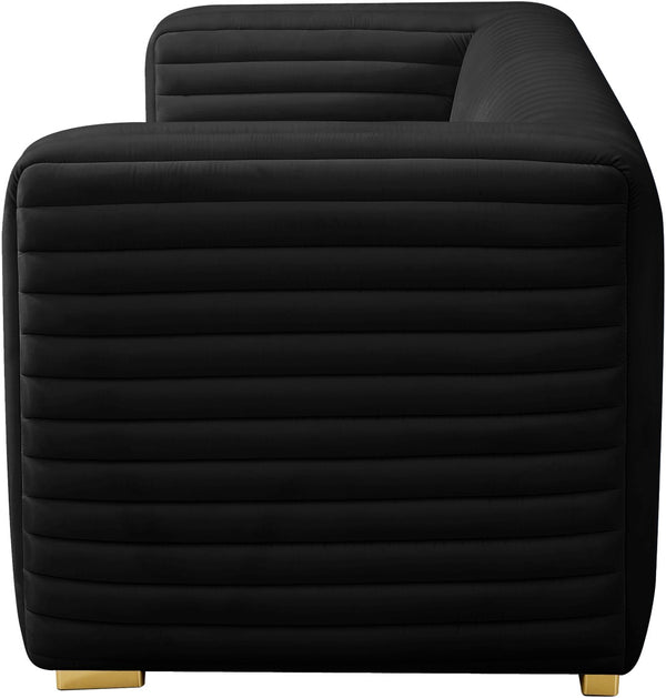 Ravish Velvet / Engineered Wood / Metal / Foam Contemporary Black Velvet Loveseat - 65" W x 35" D x 31.5" H
