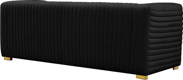 Ravish Velvet / Engineered Wood / Metal / Foam Contemporary Black Velvet Sofa - 88" W x 35" D x 31.5" H