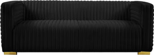 Ravish Velvet / Engineered Wood / Metal / Foam Contemporary Black Velvet Sofa - 88" W x 35" D x 31.5" H