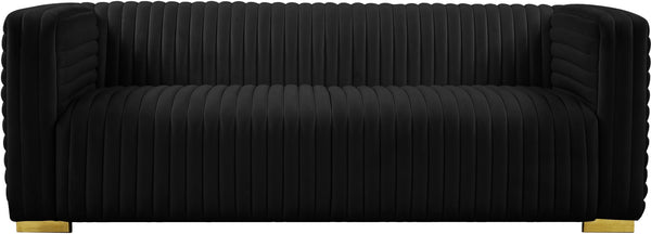 Ravish Velvet / Engineered Wood / Metal / Foam Contemporary Black Velvet Sofa - 88" W x 35" D x 31.5" H