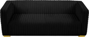 Ravish Velvet / Engineered Wood / Metal / Foam Contemporary Black Velvet Sofa - 88" W x 35" D x 31.5" H
