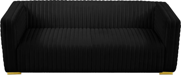 Ravish Velvet / Engineered Wood / Metal / Foam Contemporary Black Velvet Sofa - 88" W x 35" D x 31.5" H
