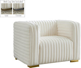 Ravish Velvet / Engineered Wood / Metal / Foam Contemporary Cream Velvet Chair - 43" W x 35" D x 31.5" H