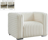 Ravish Velvet / Engineered Wood / Metal / Foam Contemporary Cream Velvet Chair - 43" W x 35" D x 31.5" H