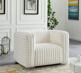 Ravish Velvet / Engineered Wood / Metal / Foam Contemporary Cream Velvet Chair - 43" W x 35" D x 31.5" H