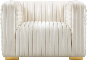 Ravish Velvet / Engineered Wood / Metal / Foam Contemporary Cream Velvet Chair - 43" W x 35" D x 31.5" H
