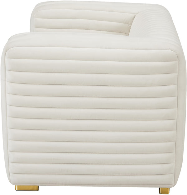 Ravish Velvet / Engineered Wood / Metal / Foam Contemporary Cream Velvet Chair - 43" W x 35" D x 31.5" H