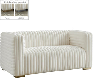 Ravish Velvet / Engineered Wood / Metal / Foam Contemporary Cream Velvet Loveseat - 65" W x 35" D x 31.5" H