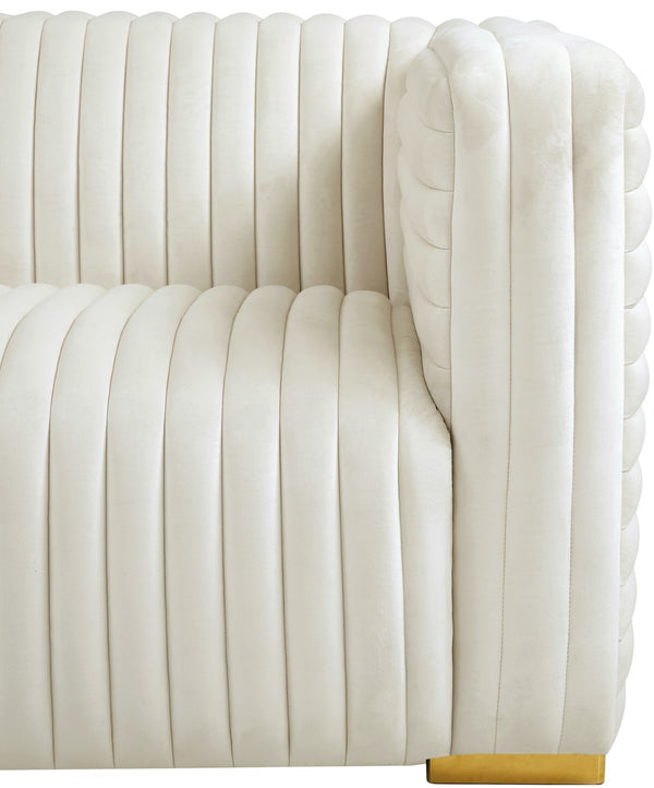 Ravish Velvet / Engineered Wood / Metal / Foam Contemporary Cream Velvet Loveseat - 65" W x 35" D x 31.5" H