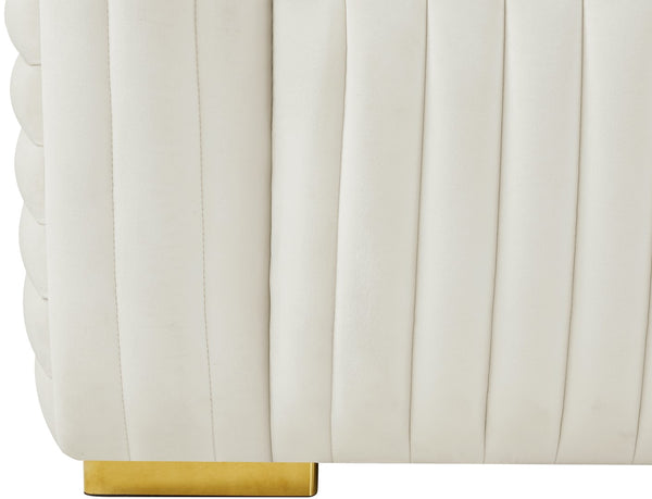 Ravish Velvet / Engineered Wood / Metal / Foam Contemporary Cream Velvet Loveseat - 65" W x 35" D x 31.5" H