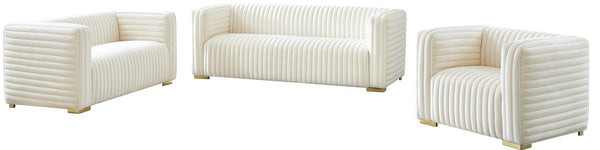 Ravish Velvet / Engineered Wood / Metal / Foam Contemporary Cream Velvet Loveseat - 65" W x 35" D x 31.5" H