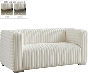 Ravish Velvet / Engineered Wood / Metal / Foam Contemporary Cream Velvet Loveseat - 65" W x 35" D x 31.5" H