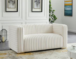 Ravish Velvet / Engineered Wood / Metal / Foam Contemporary Cream Velvet Loveseat - 65" W x 35" D x 31.5" H