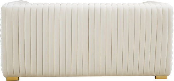 Ravish Velvet / Engineered Wood / Metal / Foam Contemporary Cream Velvet Loveseat - 65" W x 35" D x 31.5" H