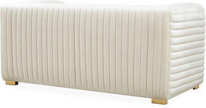Ravish Velvet / Engineered Wood / Metal / Foam Contemporary Cream Velvet Loveseat - 65" W x 35" D x 31.5" H