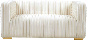 Ravish Velvet / Engineered Wood / Metal / Foam Contemporary Cream Velvet Loveseat - 65" W x 35" D x 31.5" H