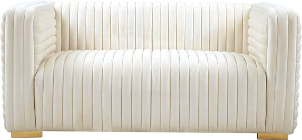 Ravish Velvet / Engineered Wood / Metal / Foam Contemporary Cream Velvet Loveseat - 65" W x 35" D x 31.5" H