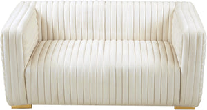 Ravish Velvet / Engineered Wood / Metal / Foam Contemporary Cream Velvet Loveseat - 65" W x 35" D x 31.5" H