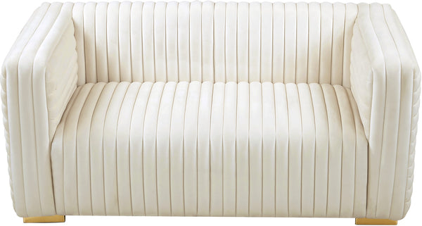 Ravish Velvet / Engineered Wood / Metal / Foam Contemporary Cream Velvet Loveseat - 65" W x 35" D x 31.5" H